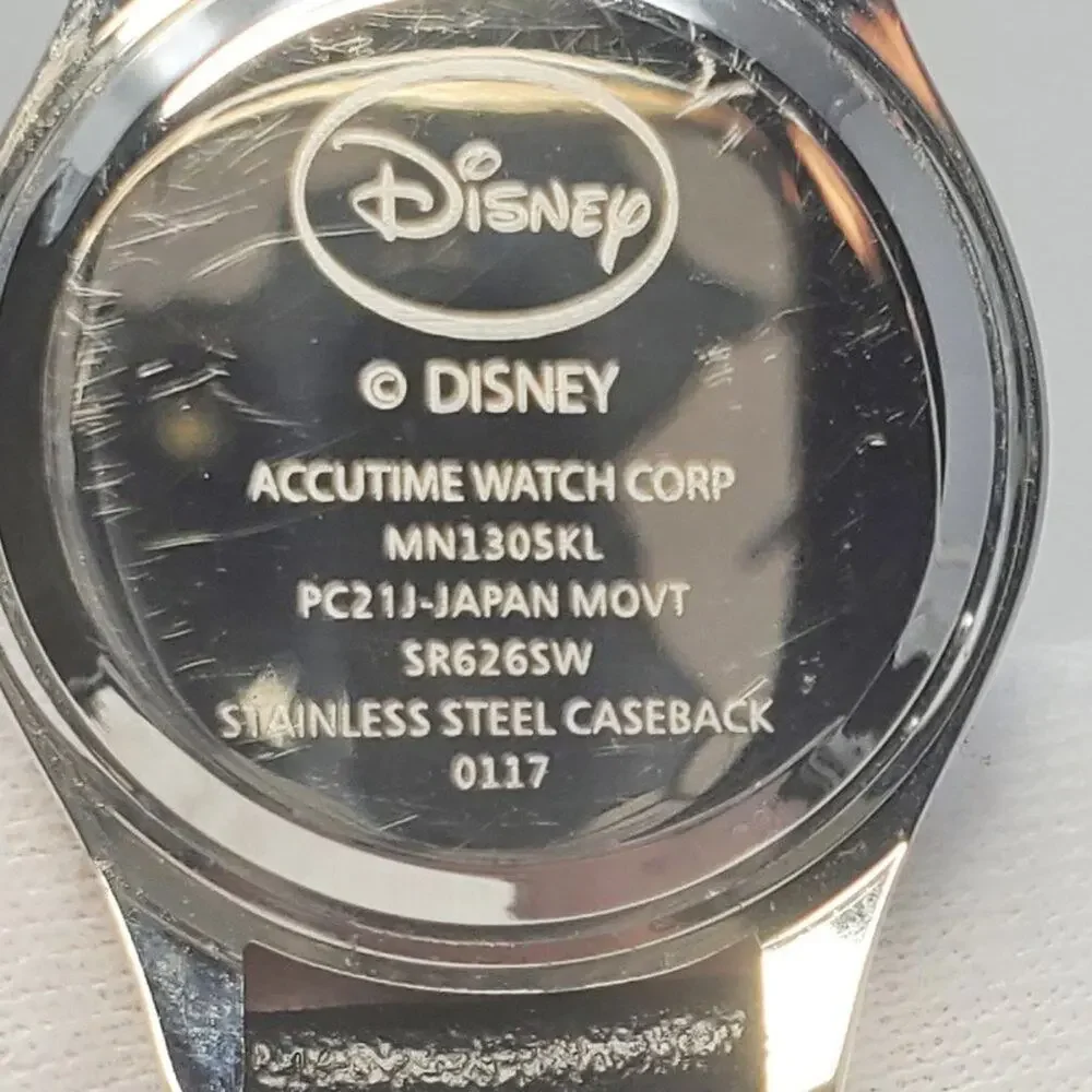 Disney Minnie Mouse Watch with Black Leather-Like Band